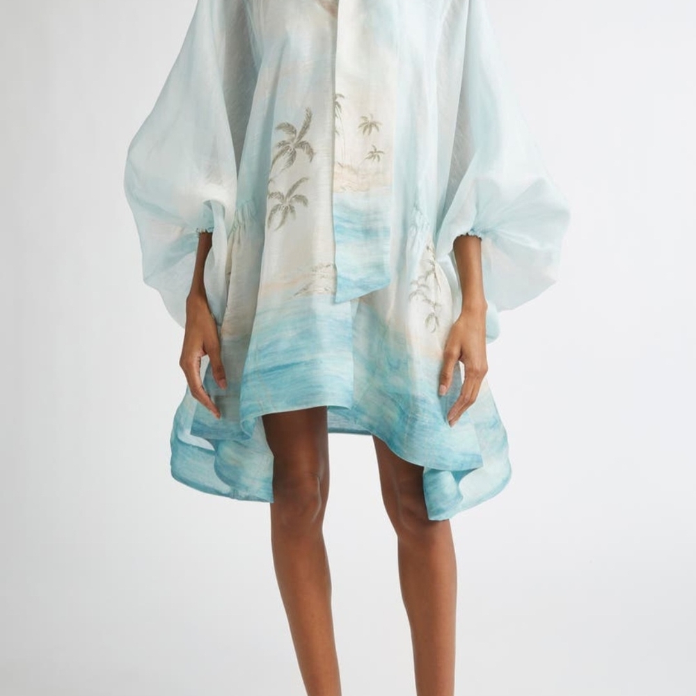 Zimmermann - NWT - Seascape Print  Long Sleeve Organza Minidress - Picture 5 of 5